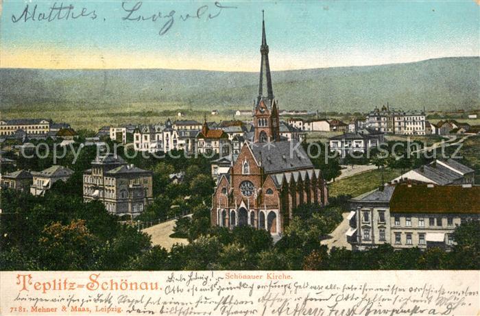 Teplitz-Schoenau Teplice Kirche Stadtansicht