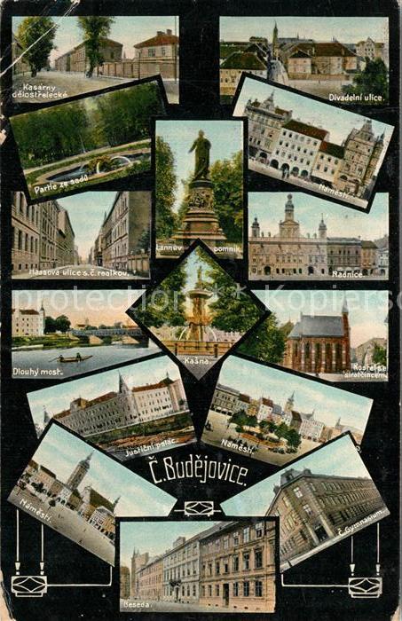 Budejovice Sehenswuerdigkeiten Rathaus Marktplatz Denkmal Brunnen