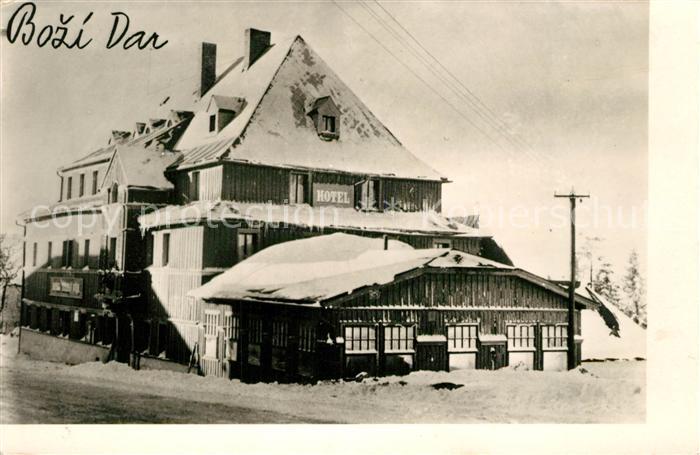 Bozi Dar Gottesgab Hotel Winteraufnahme