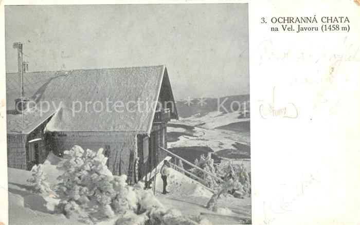 Tschechien Region Ochranna Chata na Vel Javoru Winter