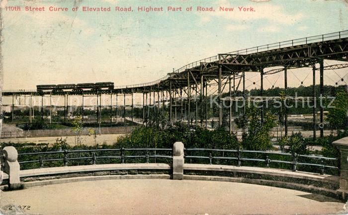 New York City 110th Street Curve of Elevated Road Highest Part of Road