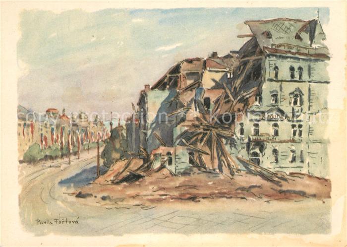 Prag Prahy Prague Panorama Kuenstlerkarte Pavla Fortova