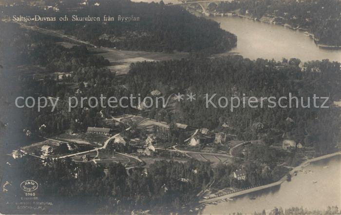 Saltsjoe Duvnas och Skurubron fran flygplan