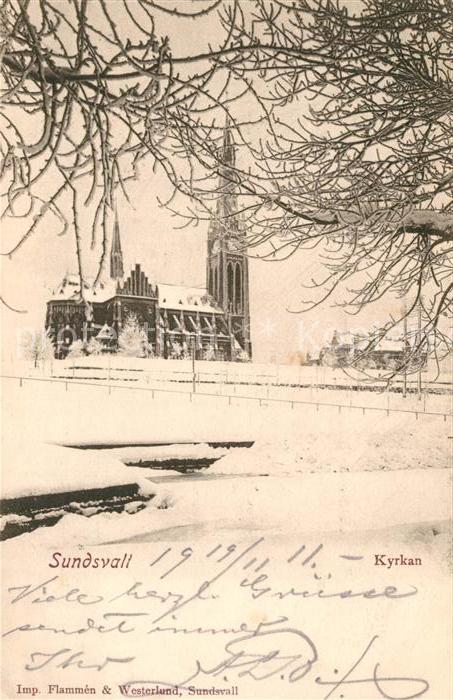 Sundsvall Kyrkan Kirche Winterlandschaft