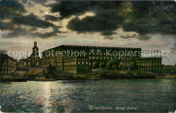 Stockholm Kungl Slottet Schloss im Mondschein