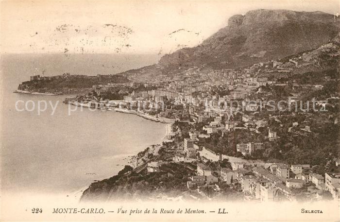 Monte-Carlo Vue prise de la Route de Menton