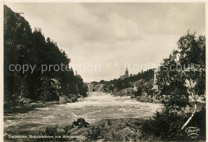 Trollhaettan Kopparklinten och Helvetesfallet Wasserfaelle