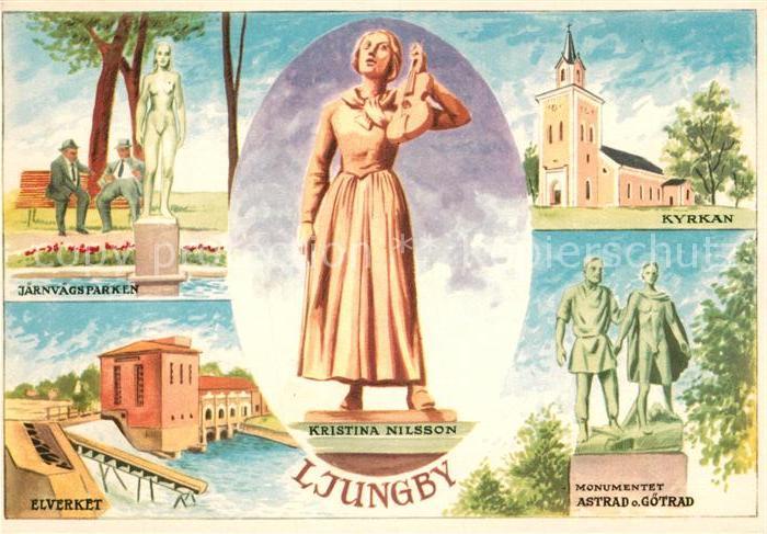 Ljungby Jaernvagsparken Elverket Kyrkan Monumentet Kuenstlerkarte