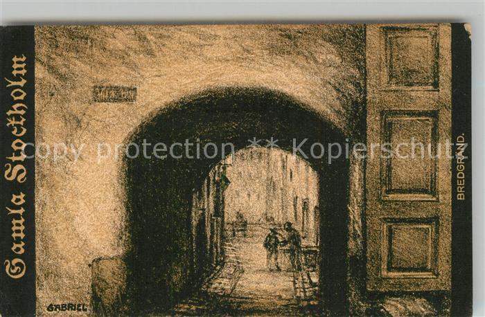 Stockholm Gamlan Bredgraend Zeichnung Kuenstlerkarte