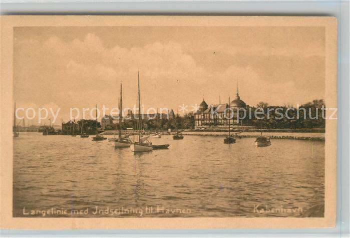 Kobenhavn Langelinie med Indseilning til Havnen Segelboote