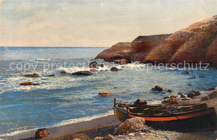 Ventimiglia Liguria Strand Fischerboot Kueste Riviera di Ponente Photochromie Se