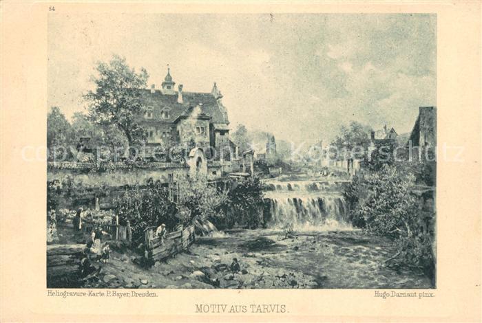 Tarvis Motiv am Fluss Wasserfall Heliogravure