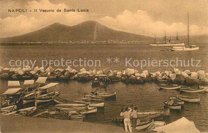 Napoli Neapel Il Vesuvio da Santa Lucia Vulkan Vesuv Schiffe