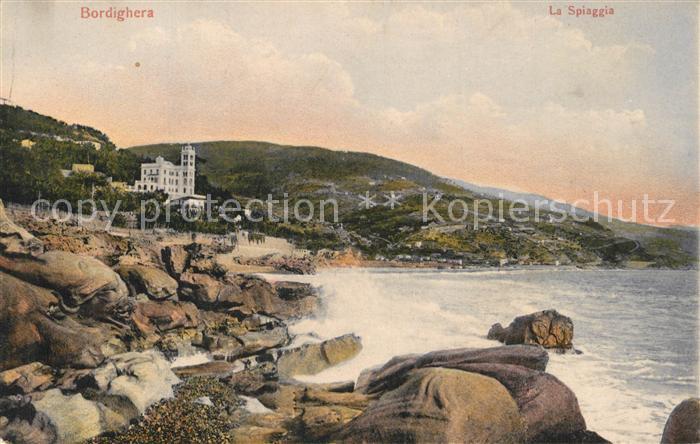 Bordighera Spiaggia Strand Kuestenpanorama