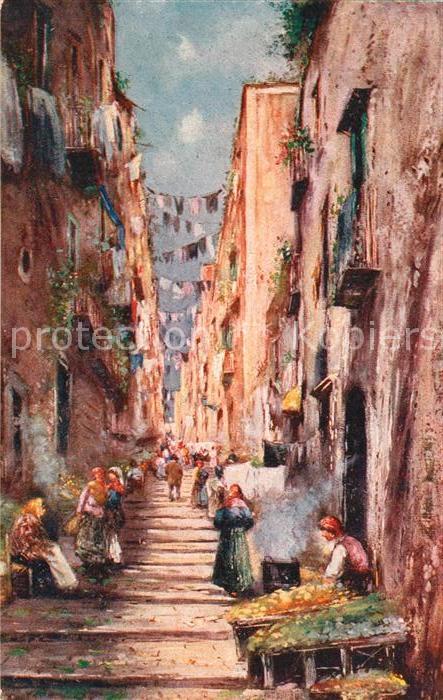 Napoli Neapel Gradoni di Chiaia Kuenstlerkarte