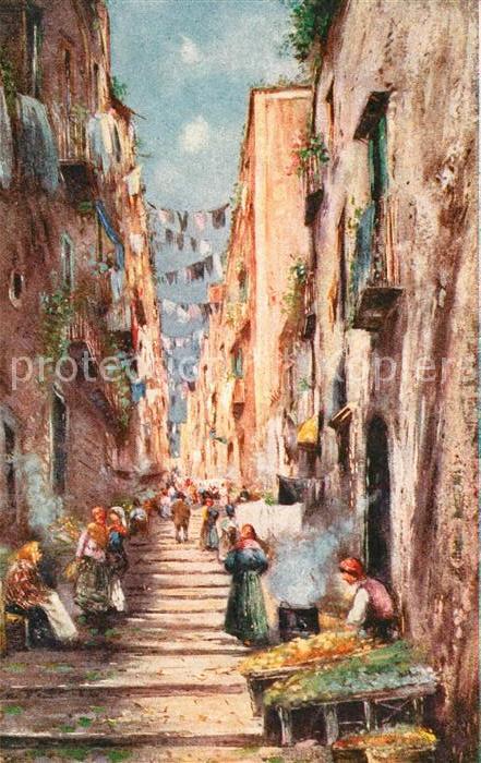 Napoli Neapel Gradoni di Chiaia Kuenstlerkarte