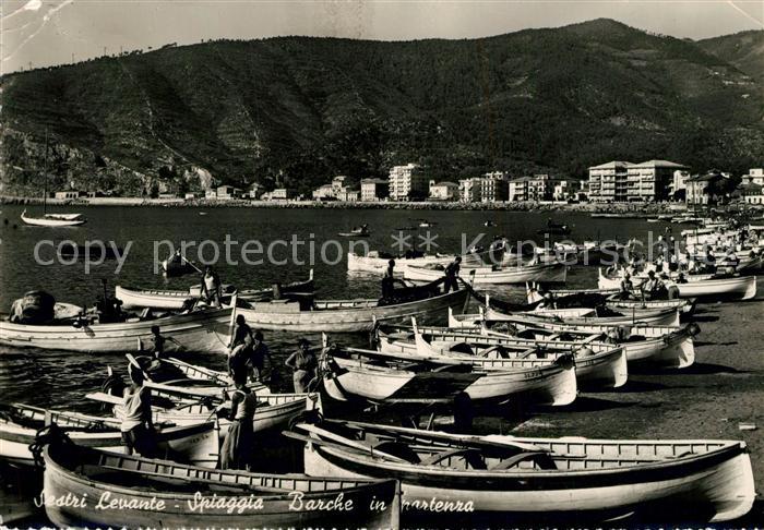Sestri Levante Spiaggia Barche in partenza Strand Fischerboote