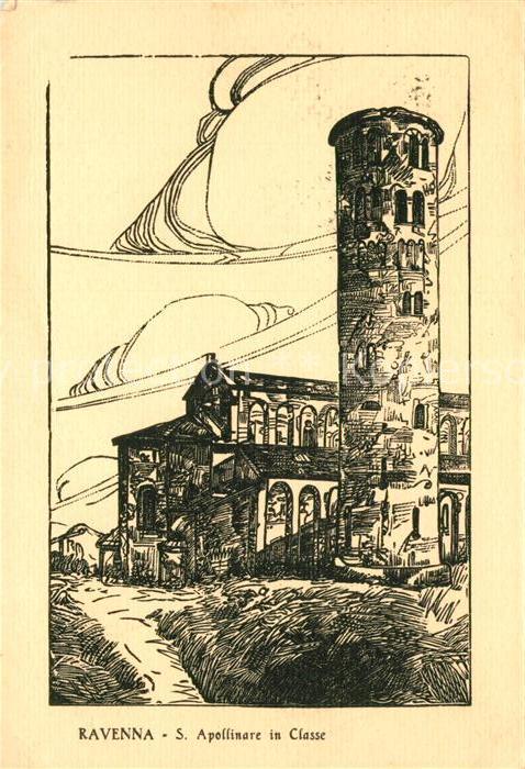 Ravenna Italia San Apollinare in Classe Zeichnung Kuenstlerkarte