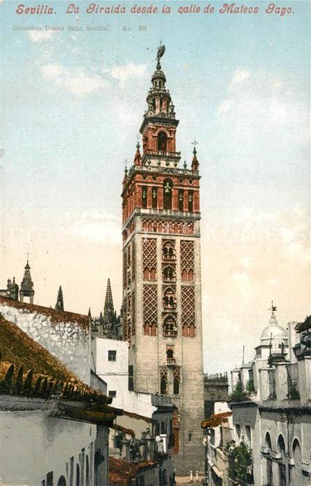 Sevilla Andalucia La Giralda desde la calle de Mateos Gago