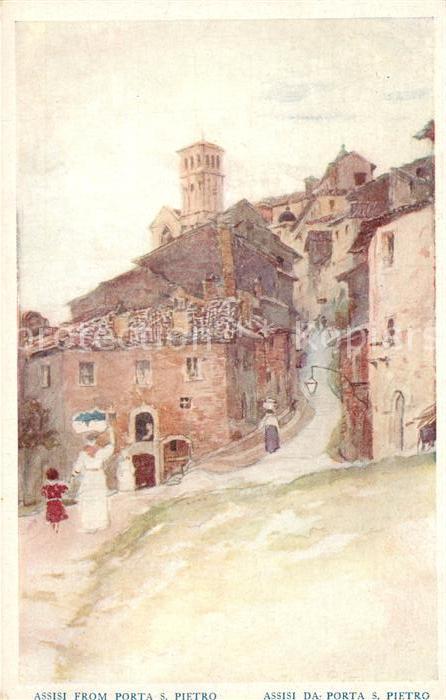 Assisi Umbria da Porta San Pietro Kuenstlerkarte