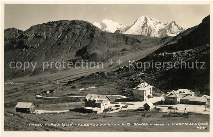 Passo Pordoi Albergo Maria e Alb Savoia verso la Marmolada