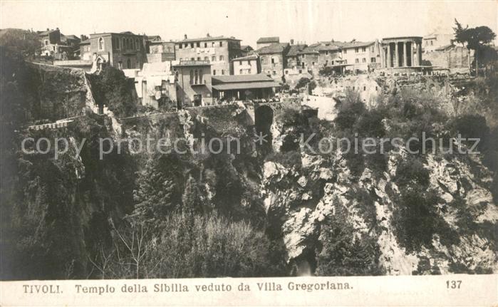 Tivoli Tempio della Sibilla veduto da Villa Gregoriana