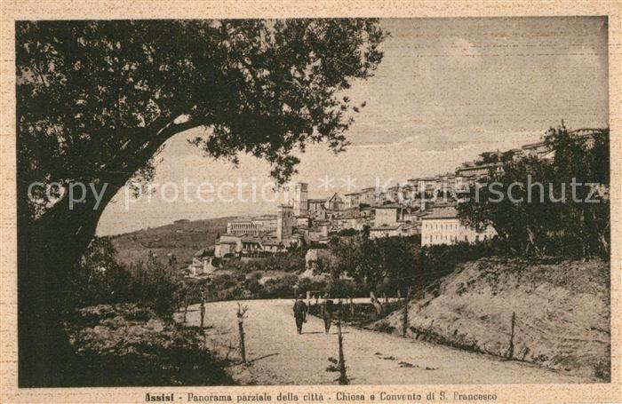 Assisi Umbria Panorama parziale della citta Chiesa e Convento di San Francesco