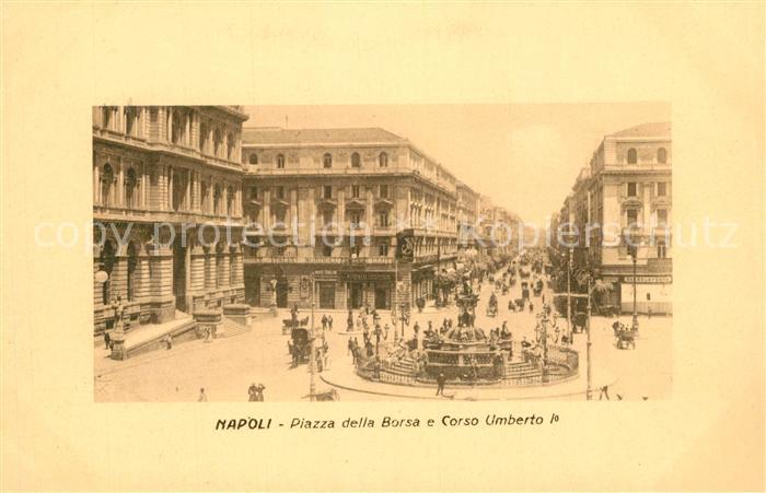 Napoli Neapel Piazza della Borsa e Corso Umberto