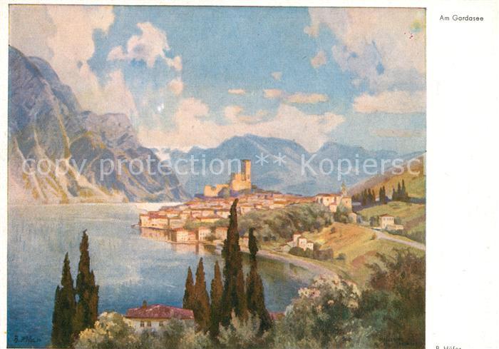 Gardasee Lago di Garda Panorama Kuenstlerkarte