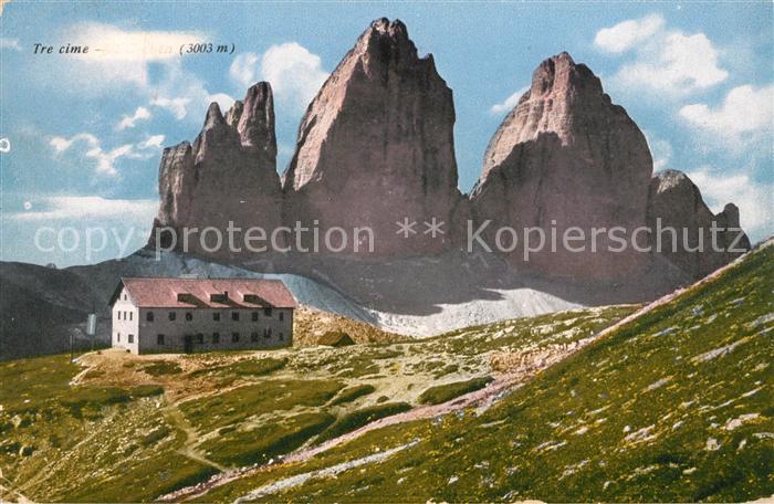 Tre Cime di Lavaredo Berghaus Dreizinnen Dolomiten