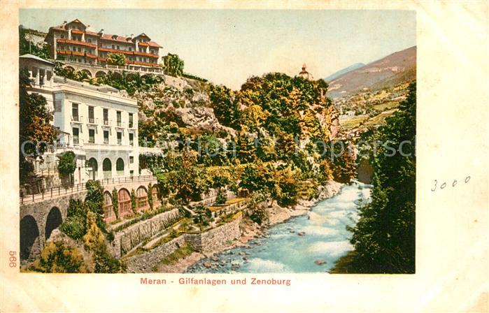 Meran Merano Gilfanlagen und Zenoburg Fluss