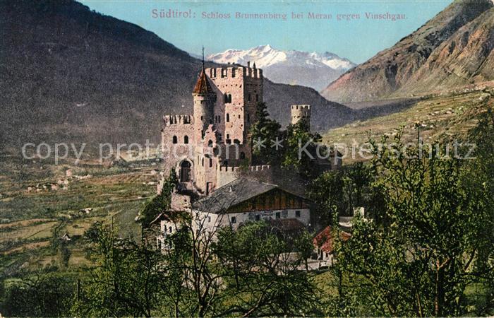 Meran Merano Schloss Brunnenburg gegen Vinschgau