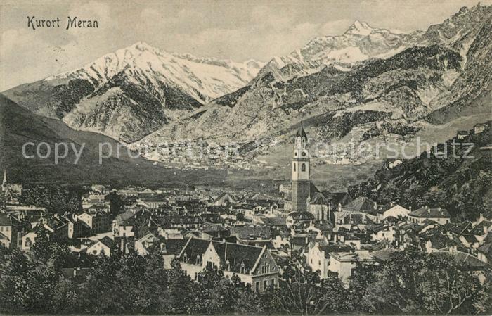 Meran Merano Gesamtansicht Kurort gegen Texelgruppe