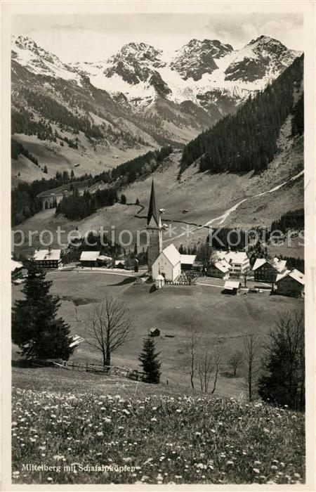 Mittelberg Kleinwalsertal Panorama mit Schafalpkoepfen