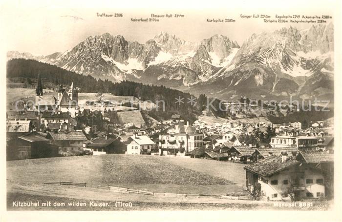 Kitzbuehel Tirol Gesamtansicht mit Wildem Kaiser Kaisergebirge