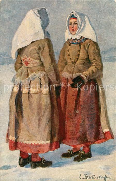 aeppelbo Socken Nordiska museet Kyrkdraekt Trachten Kuenstlerkarte