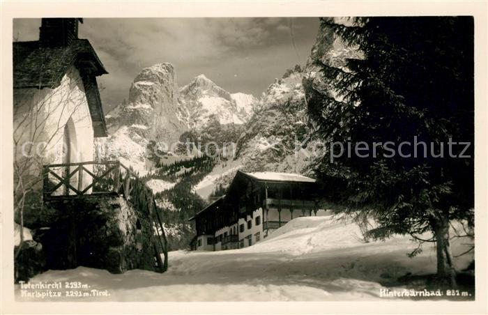 Hinterbaernbad Totenkirchl mit Karlspitze Winterlandschaft
