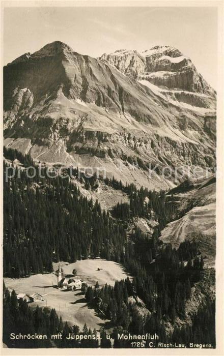 Schroecken Vorarlberg mit Jppenspann und Mohnenfluh Lechquellengebirge Fliegerau