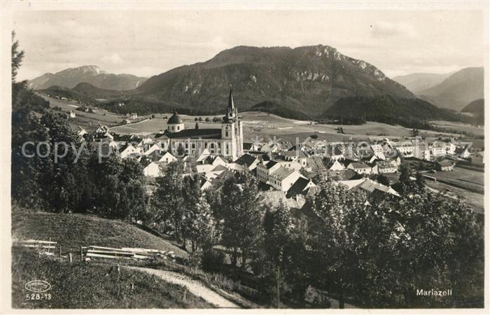 Mariazell Steiermark Gesamtansicht mit Alpenpanorama