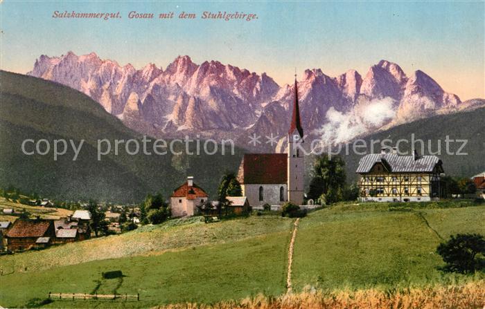 Gosau Oberoesterreich Ortsansicht mit Kirche Stuhlgebirge