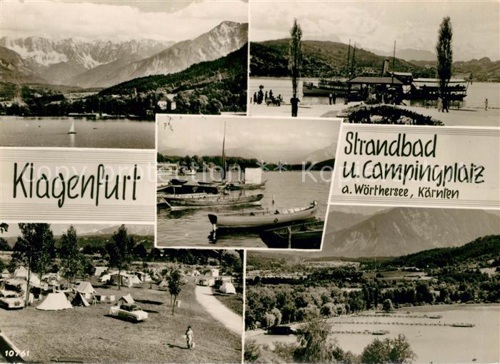 Klagenfurt Woerthersee Strandbad Campingplatz Schiffsanleger Alpenblick