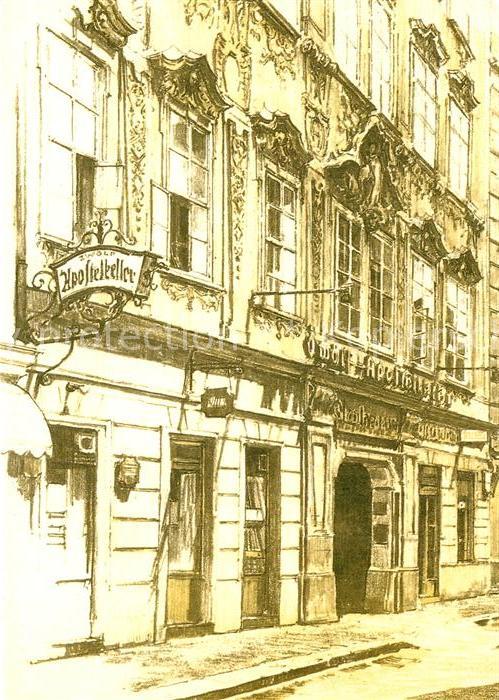 Wien Zwoelf Apostelkeller Gaststaette Restaurant Barockfassade Kuenstlerkarte