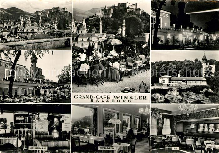 Salzburg Oesterreich Grand Cafe Winkler Stadtpanorama Festung Hohensalzburg