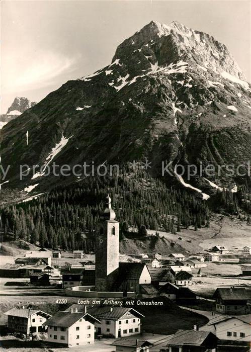 Lech Vorarlberg Ortsansicht mit Kirche Blick zum Omeshorn Lechtaler Alpen