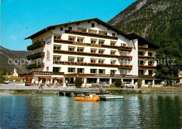 Pertisau Achensee Hotel Restaurant Post Bootssteg Ansicht vom See aus