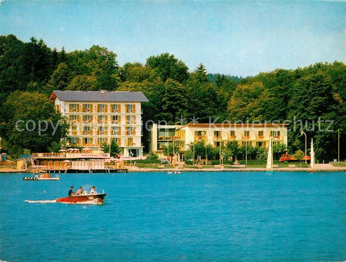 Velden Woerthersee Strandhotel Leopold Hotel Restaurant Strandbad Ansicht vom Se