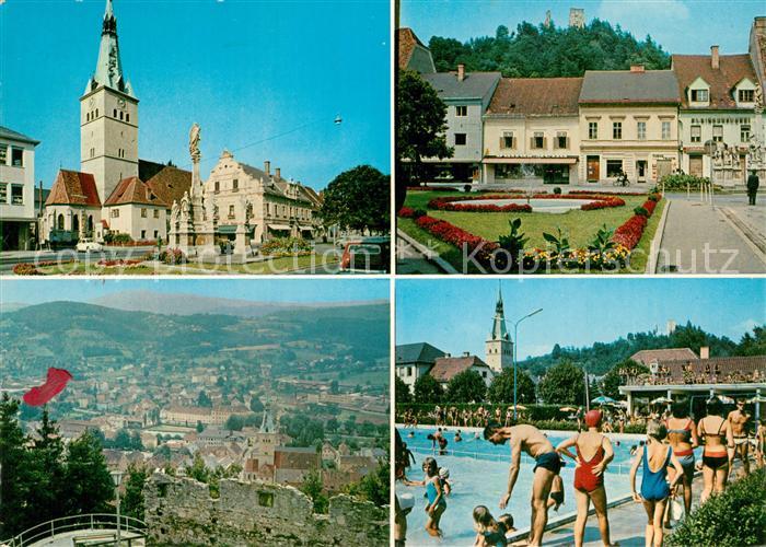 Voitsberg Steiermark Denkmal Kirche Park Freibad Stadtpanorama Burgruine