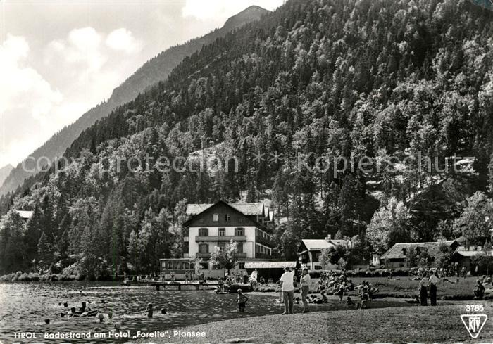 Plansee Badestrand am Hotel Forelle