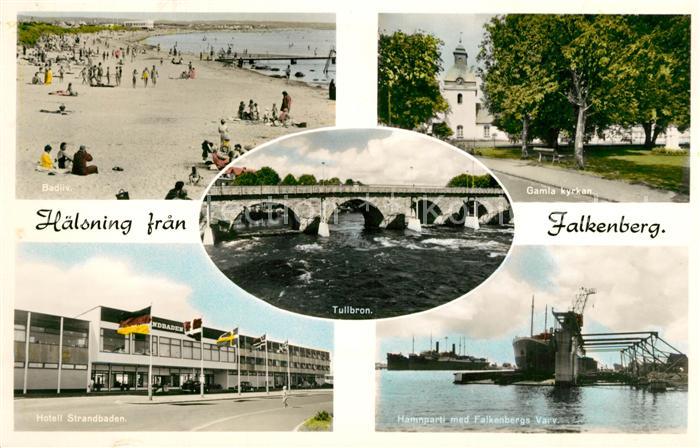 Falkenberg Sweden Strand Kirche Hotell Strandbaden Hafen