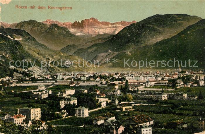 Bozen Suedtirol Panorama mit Rosengarten